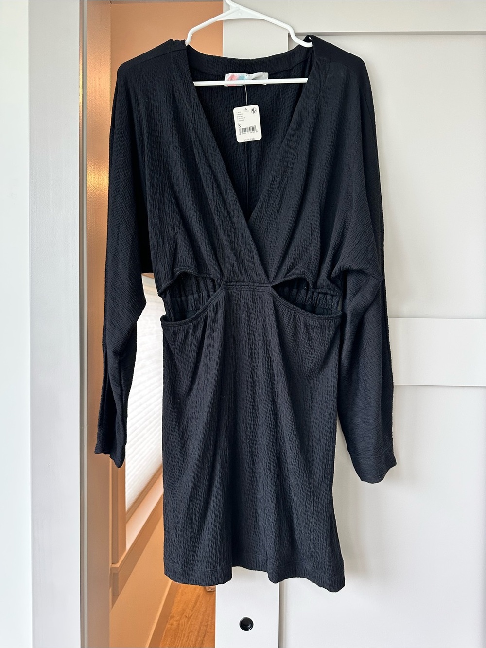 Free People Black Cutout Wrap Mini Dress - Picture 2 of 4